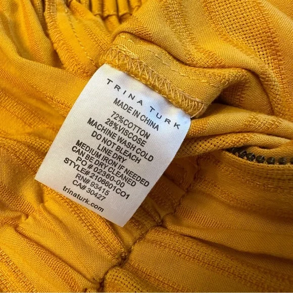 Trina Turk Evenfall Jumpsuit Honey Mustard Yellow Short Sleeve Cropped Size XS - Picture 11 of 11
